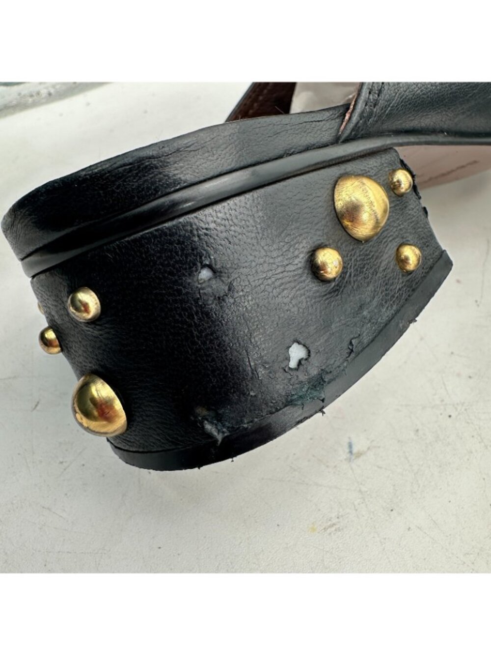 See By Chloe Women Size EU 39.5 US 9.5 Black Suede Gold Studded Mules Sandal - Picture 11 of 13